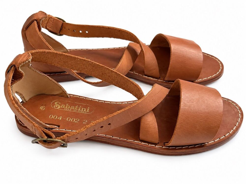 Sabatini Vintage Brown Leather Strappy Sandals Made in Italy Size 6 M